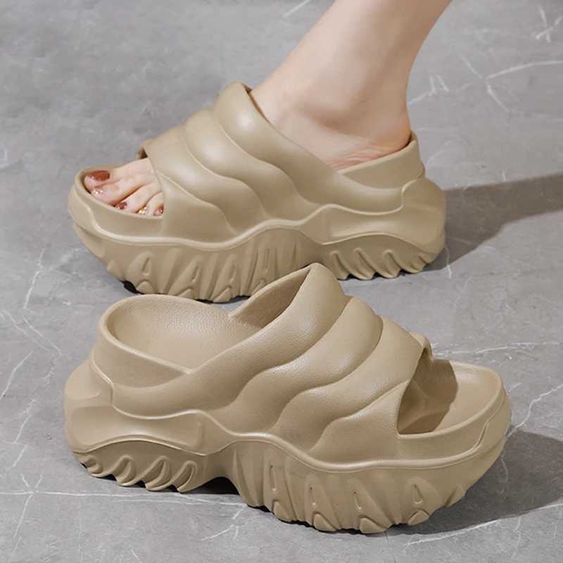 7cm Thick Bottom Slippers for Women Summer Garden Mules Clogs White Chunky Platform Shoes 10 cm High Heel Beach Slides W250704