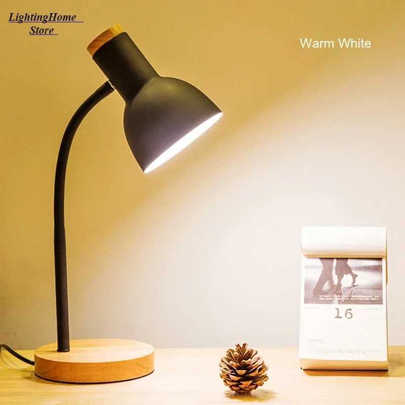 Creative Wooden Art Iron LED Folding Nordic Desk Lamp Eye Protection Reading Table Lamp for Living Room Bedroom Home Decor XJ250703