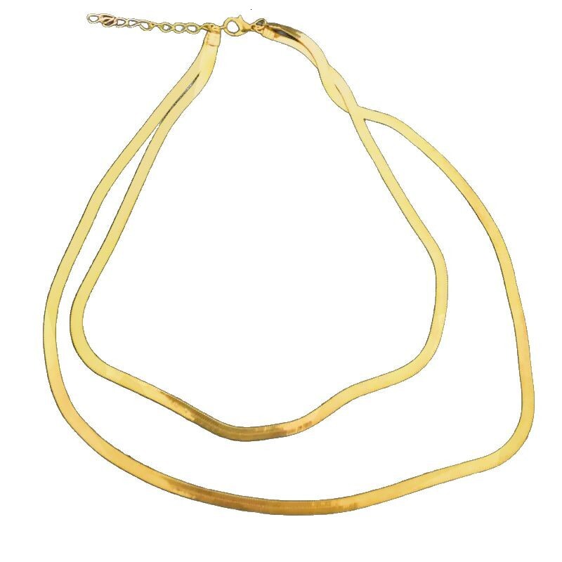 Double Layer Snake Bone Chain Fashion Trend Simple Design Gold-Plated Titanium Steel Elegant Versatile Necklace