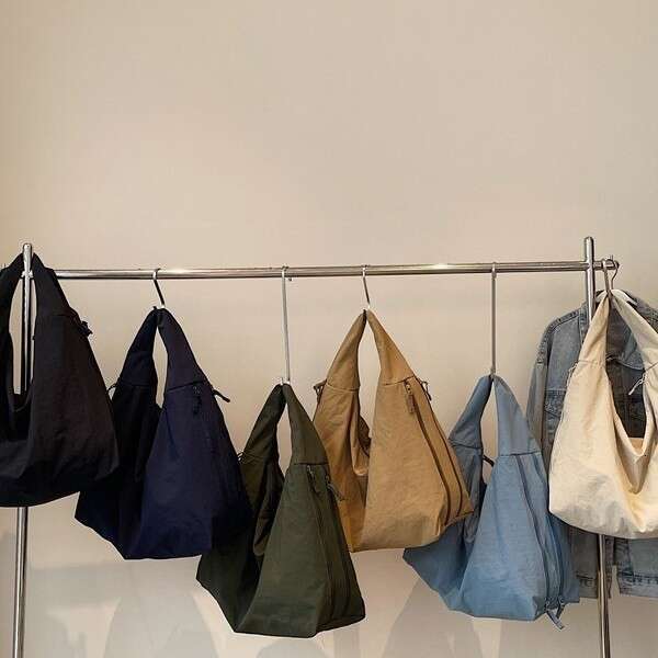 2025 New Korean Style Nylon Tote Women's Canvas Underarm Single Shoulder Versatile Large Capacity Casual Shopping Bag