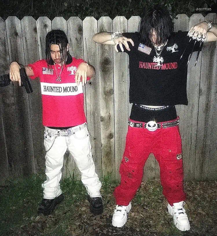 Men's Polos Streetwear Men Women Haunted Mound Vintage Polo Shirt Y2K T Letter Embroidery Oversized Tshirt Cotton Short Sleeve Tops