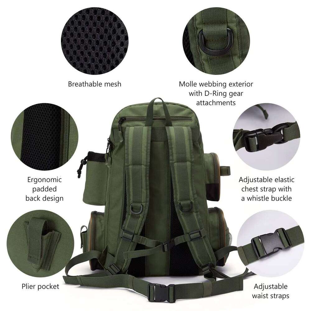 Bassdash Fishing Bag Backpack Lightweight Tactical Tackle Box Multifunctional