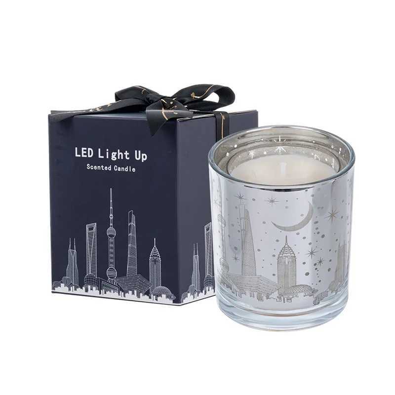 Smokeless Aromatherapy Fragrant Candles Soy Wax Creative Bedroom Decoration Electroplating Cup LED Votive Candle Cup Gift Box W250704