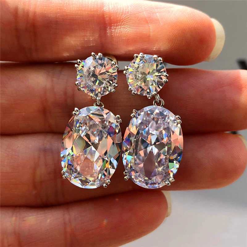 8 Simple Stylish Big Oval CZ Women Drop Earrings Elegant Female Accessories Brilliant Cubic Zirconia Earring Trendy Jewelry Y250704