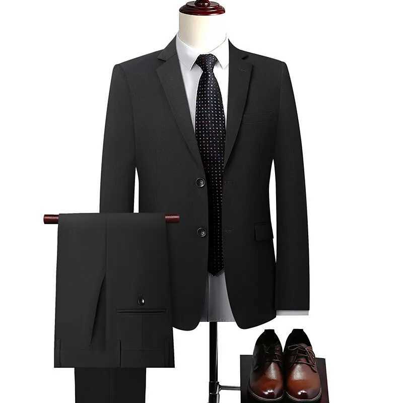 2025 new model men High quality four-sided stretch Formal Suit Jacket + Trousers 2-piece suit Mens Business suit size 5XL X250704
