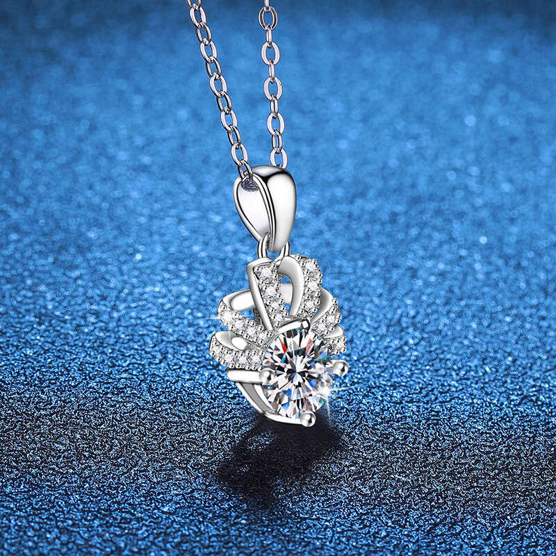 S925 Pure S925ier Pendant Brilliant Crown 1 caratS925 D Color MoiS925S925anite Necklace ffd