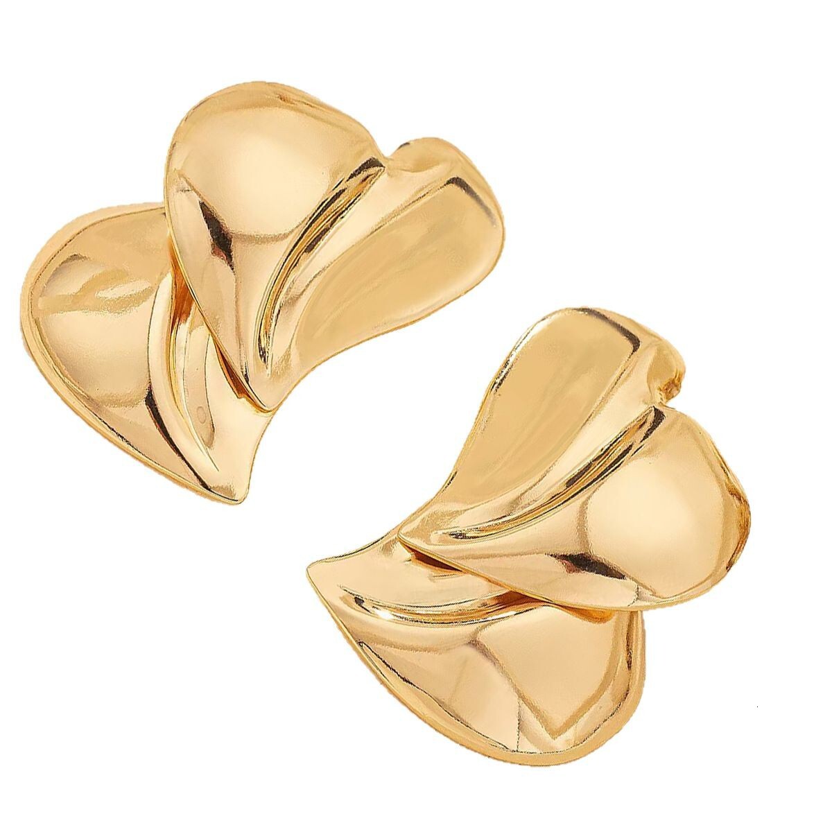 Unique Geometric Double Heart Metal Stud Trendy Ear Jewelry Ins Cold Style Women's Earrings
