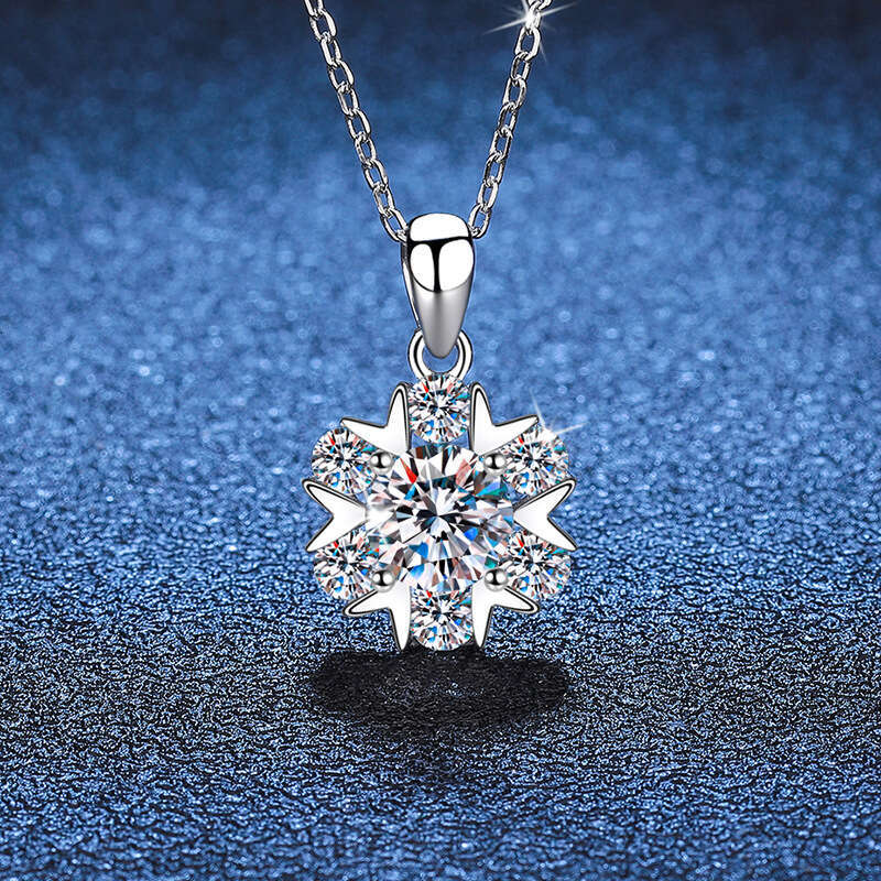 Live S925ier Collarbone Chain Romantic S925nowflake D Color 1 caratS925 MoiS925S925anite Necklace 8c3