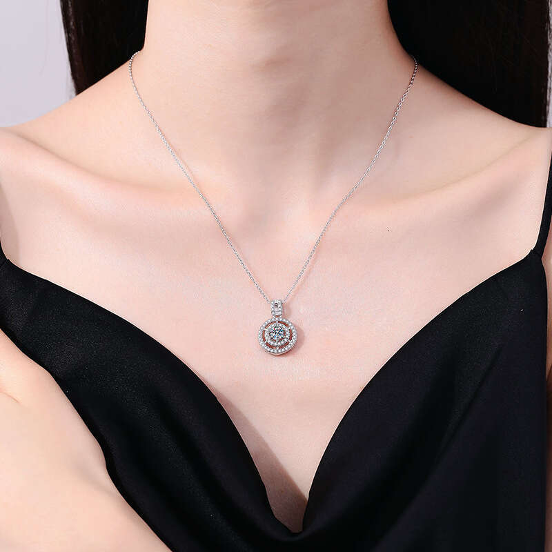 High-End S925tyle with Pendant, S925 Pure S925ier Necklace, Clavicle Chain, D Color MoiS925S925anite Necklace for Women 0ed