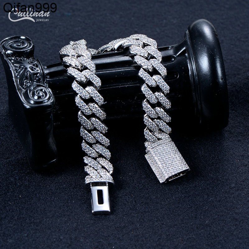 Gold Plated Iced Out Miami Cuban Link Chain Bracelet Crystal Zirconia High Quality Charm Punk Bracelet Mens Accessories
