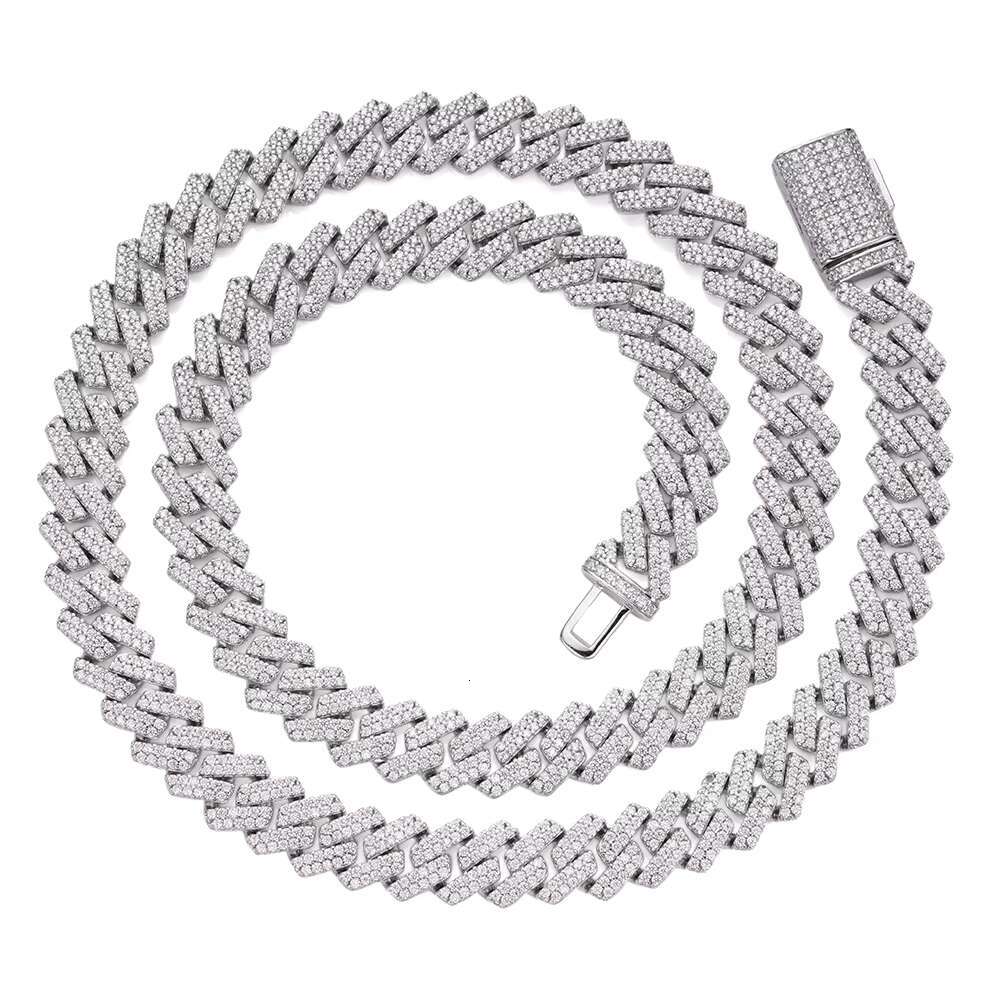 Hot Sale Iced Out Pass Diamond Tester GRA Certificate 925 Silver Cuban Necklace 10mm Hip Hop Jewelry Moissanite Cuban Link Chain