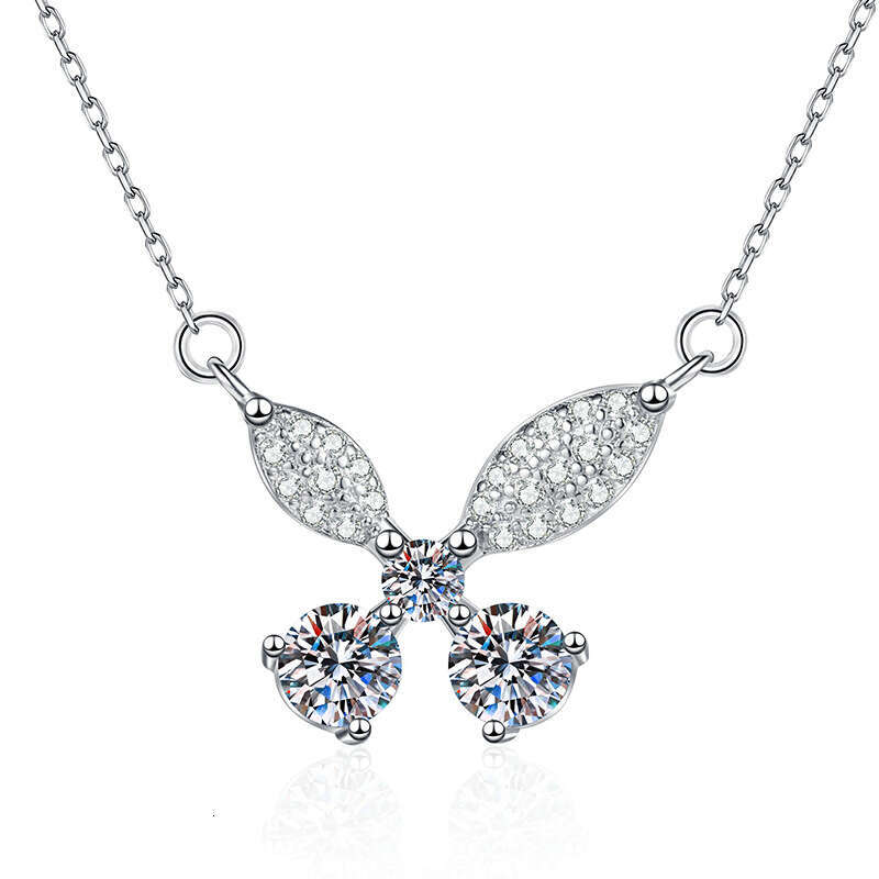 Live S925treaming Pure S925ier Light Butterfly Pendant 1 caratS925 MoiS925S925anite Necklace 5da