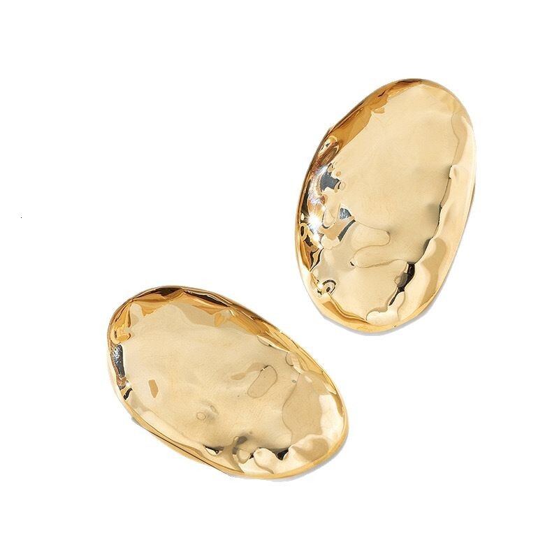 Irregular Round Textured Elegant Korean High-end Unique Simple Style Niche Earrings