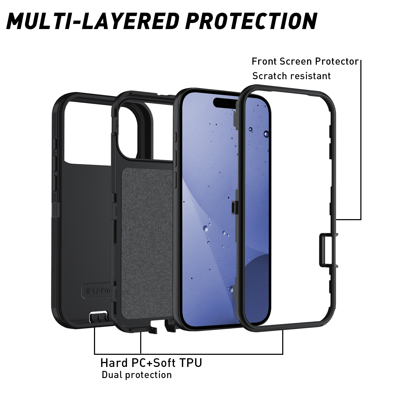 Heavy Duty Armor Full Body Shockproof Hybrid Rugged Case For iPhone 17 Air 16e 16 15 14 13 12 11 Pro XS MAX 8 7 Plus Samsung S25 Edge S24 FE S23 Ultra