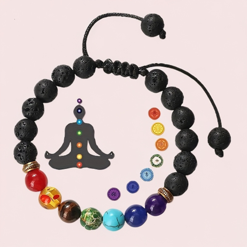 Men's Woven Natural Obsidian Beaded Bangle Bracelet