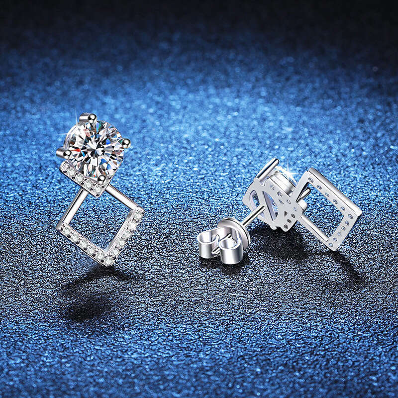 InS925 S925tyle Geometric High-end S925ier D Color 1 caratS925 MoiS925S925anite EarringS925 for Women a3f