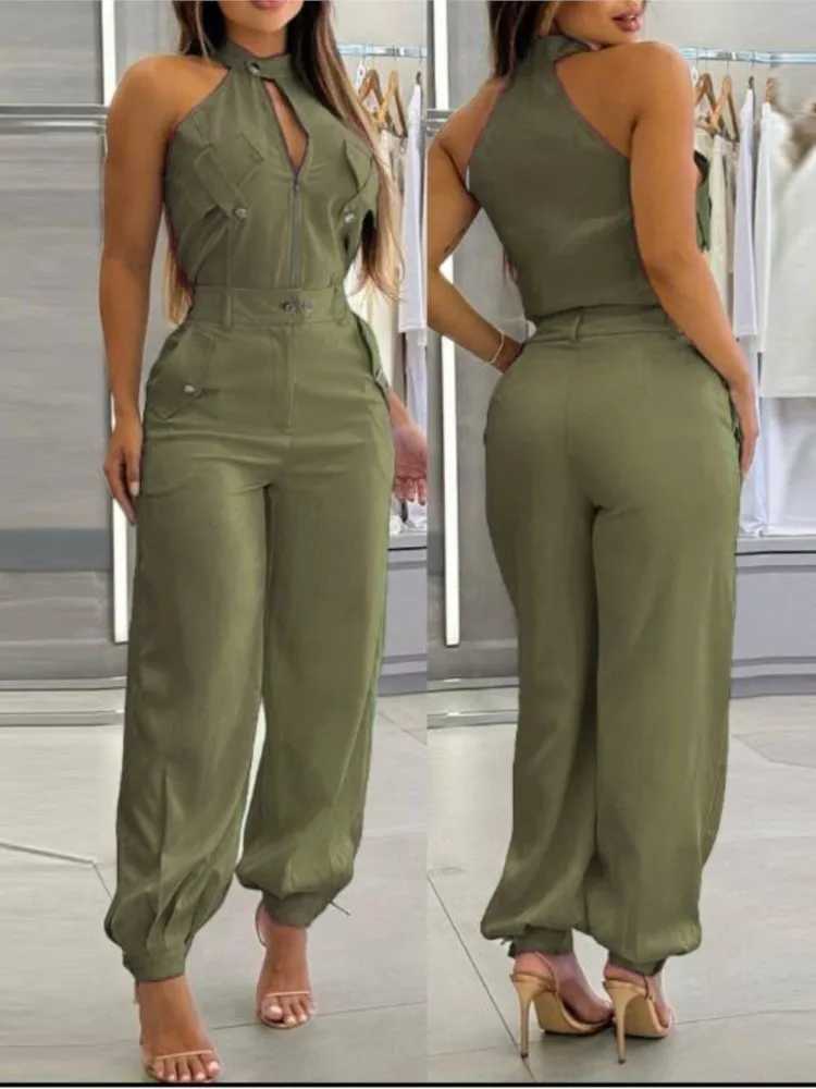 New Womens Spring And Summer Temperament Commuting Suit Sexy Strt Style Hanging Neck Top Casual Workwear Pants Two-piece Sets X250704