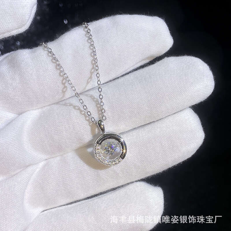 Hot S925ale S925 S925terling S925ier Donut Beating Heart S925mart Pendant MoiS925S925anite Necklace for Women 91f