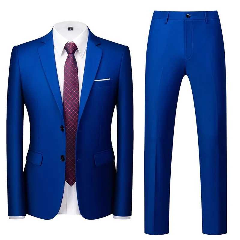 New mens suit urban fashion casual wedding formal wear two button two-piece suit X250704