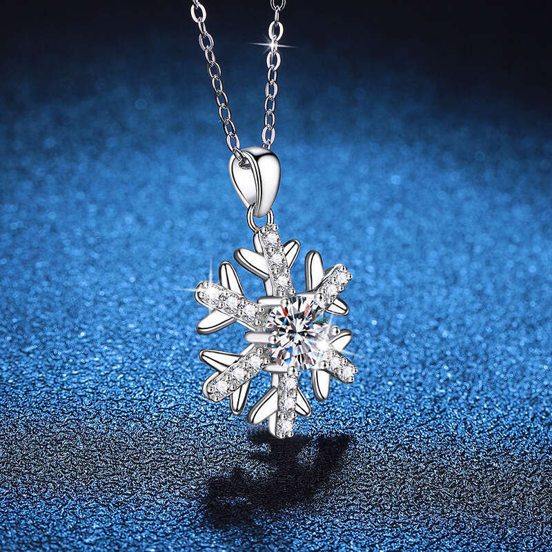 S925 Pure S925ier Pendant S925parkling S925nowflake 1 caratS925 D Color MoiS925S925anite Necklace 23d