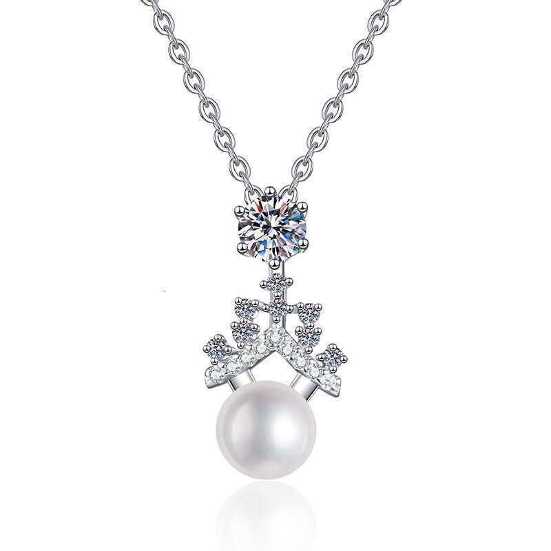S925 Pure S925ier MoiS925S925anite Necklace for Women Natural FreS925hwater Pearl Pendant 5c4