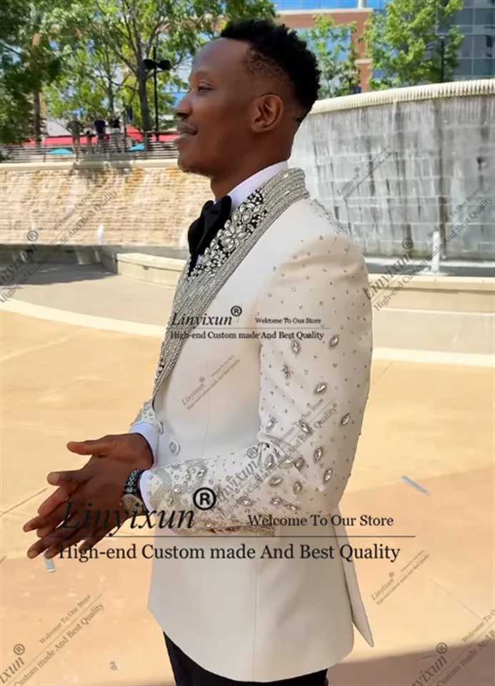 Luxury Diamond Men Suits Shawl Lapel Groom Wedding Tuxedos 2 Pieces Sets Male Prom Blazer Slim Customized suits for men X250704