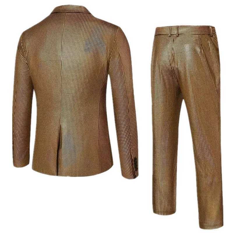 Fashion Singer Stage Performance Luxury Sequin Suits Single Button Loose Dress Male Dance Party Small Stretch Blazer and Trouser X250704