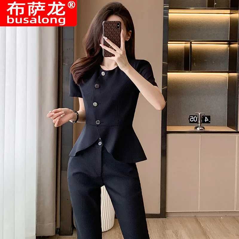 6611 Summer Thin Short-Slved Suit Womens Slim-Fit Elegant Fashion Business Wear Beauty Jewelry Shop High-End Overalls X250704