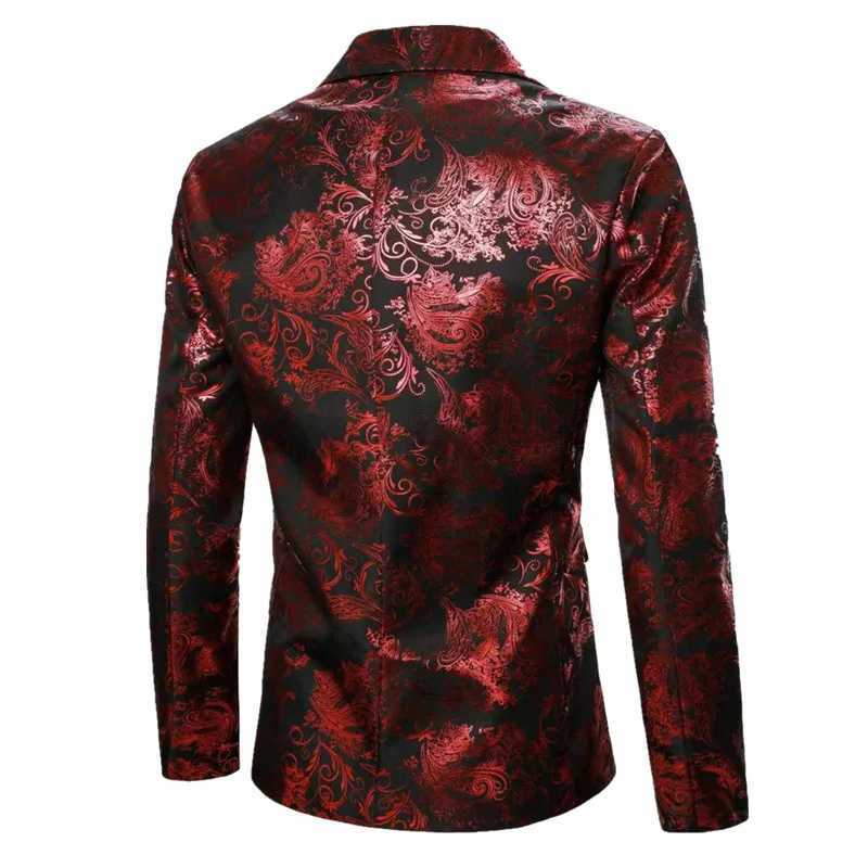 Fashion Mens Luxury Hot Stamping Suit 2 Piece Fashion Male Wedding Prom Party Bar KTV Stage Performance Flower Blazer and Pants X250704