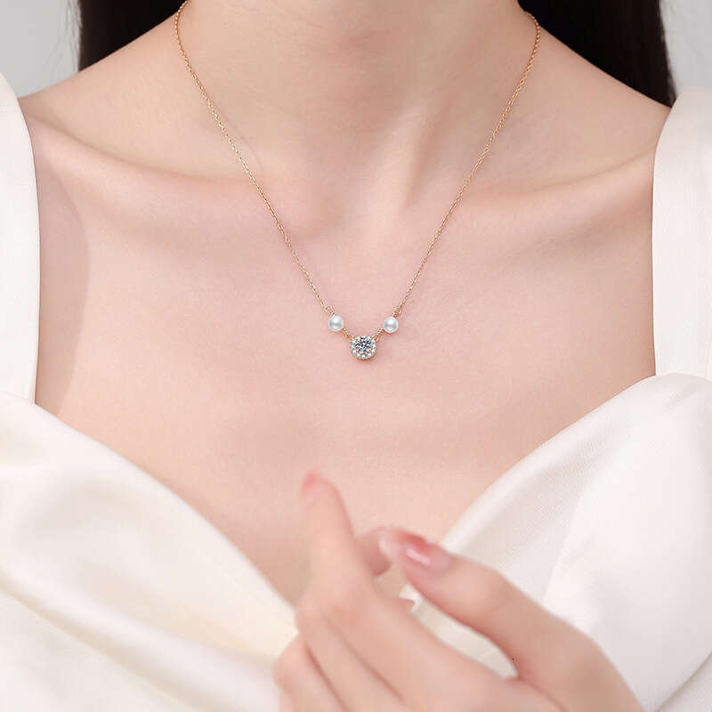 S925 Pure S925ier MoiS925S925anite Natural FreS925hwater Pearl Pendant Niche DeS925ign High-end Necklace 8fa