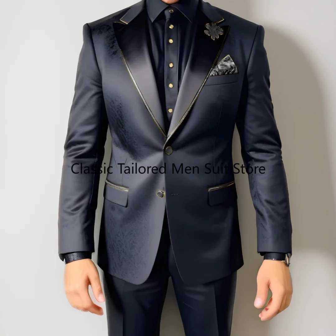 Mens Slim-Fit 2-Piece Wedding Tuxedo Suit Jacket Pants Male Grooming XS-5XL X250704