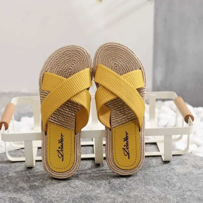 Ladies New Slippers Summer Cross Drag Fashion Hemp Rope Outer Wear Slippers Casual Sandals and Slippers W250704
