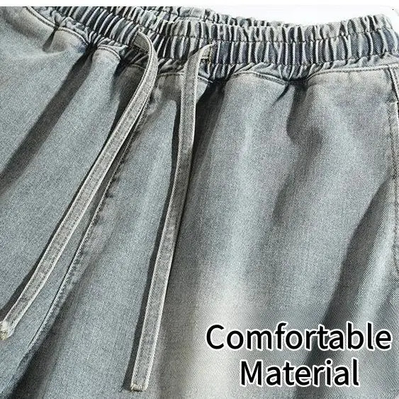 Korean Mens Hem Triangle Split n Denim Shorts Summer Beauty Embroidery Loose Five Pants 250704