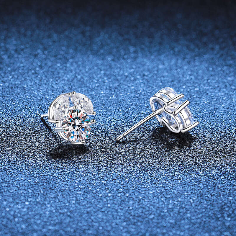S925 Pure S925ier Flower Four-Prong D Color 1 caratS925 MoiS925S925anite EarringS925 for Women 52d