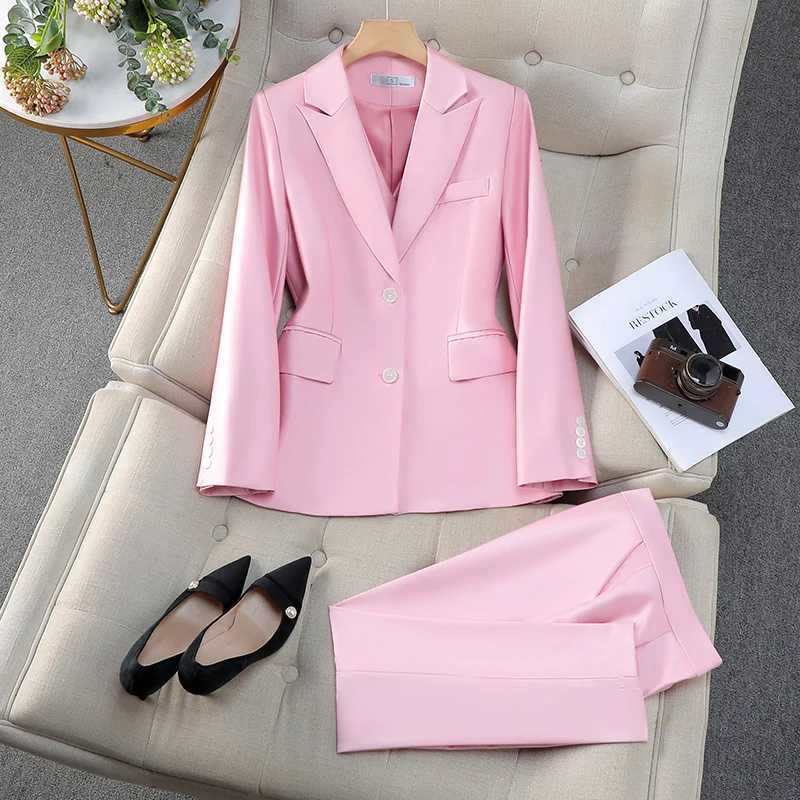ZJYT Elegant Womens Blazer Trousers Sets for Women 2 Pieces Office Lady Work Outfit Plus Size Autumn Matching Pants Sets Suits X250704