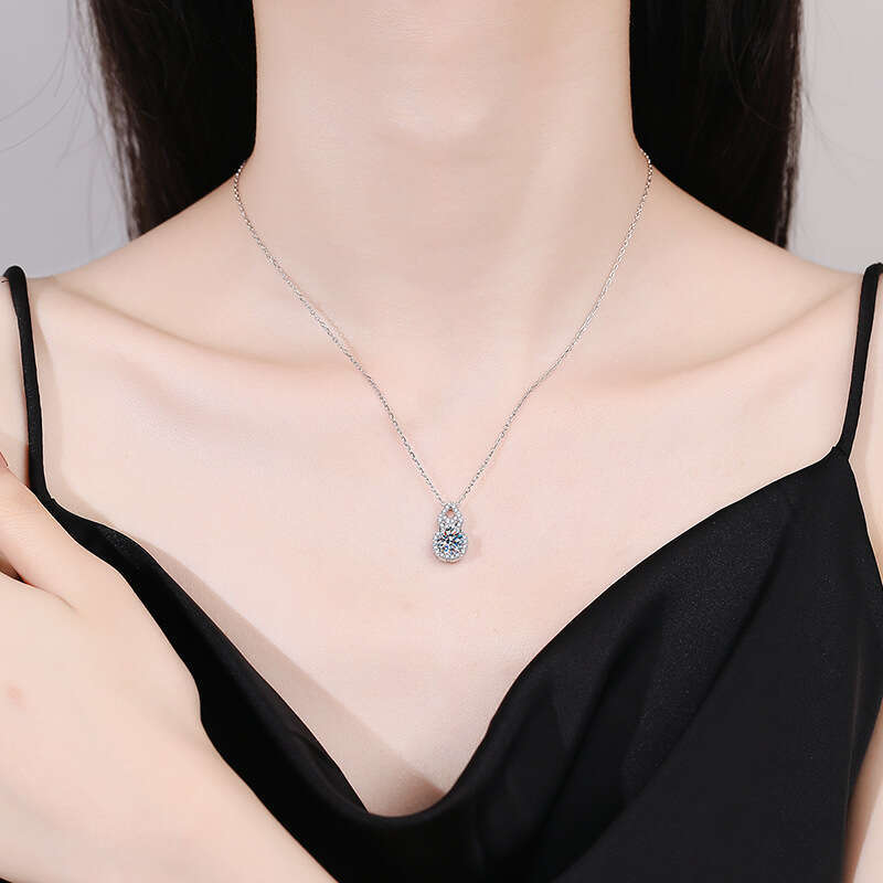 Pure S925ier Gourd Pendant TikTok 1 caratS925 MoiS925S925anite Necklace 7fe