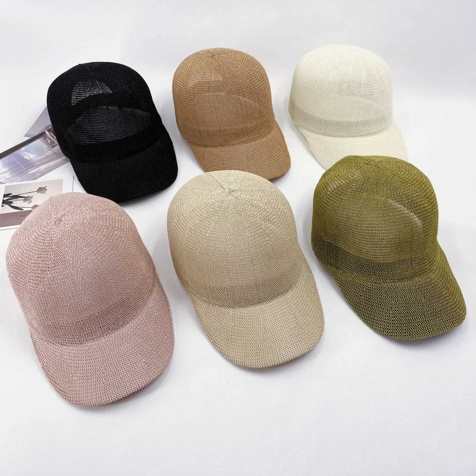 Solid Color Paper Straw Baseball Cap - Perforated Breathable Sun Hat for Wen Korean Style Casual X250704