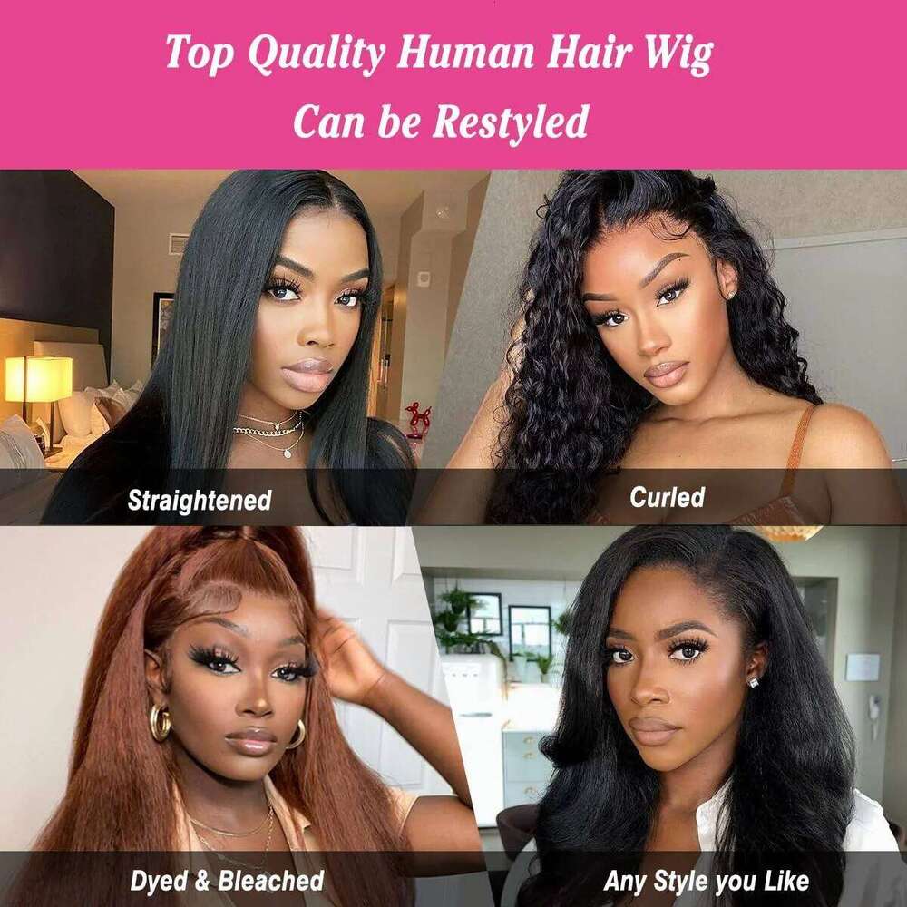 Kinky Lace Front Pre Plucked With Baby 13x4 Hd Transparent Brazilian Yaki Straight Human Hair Wigs
