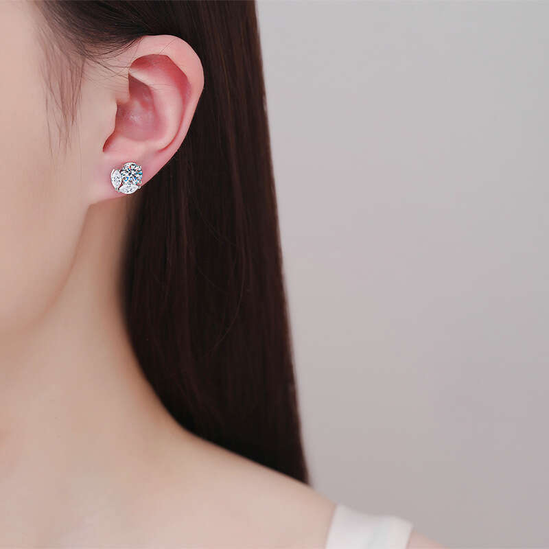S925 Pure S925ier Flower Four-Prong D Color 1 caratS925 MoiS925S925anite EarringS925 for Women 52d