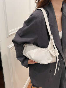 High-Quality Red Soft Leather Commuter Shoulder for Women 2025 New Fashionable Hot Girl Style Motorcycle Underarm Bag
