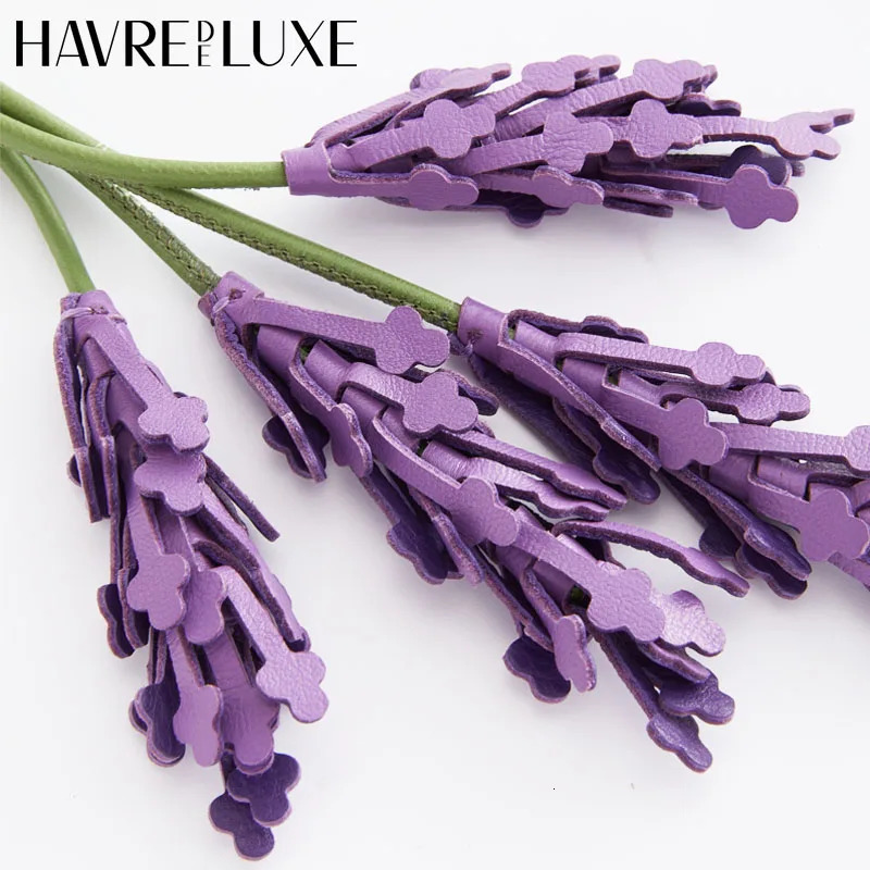 Lavender leather bag charm purple flower keychain bag pendant decoration high girl gift bag accessories 250703