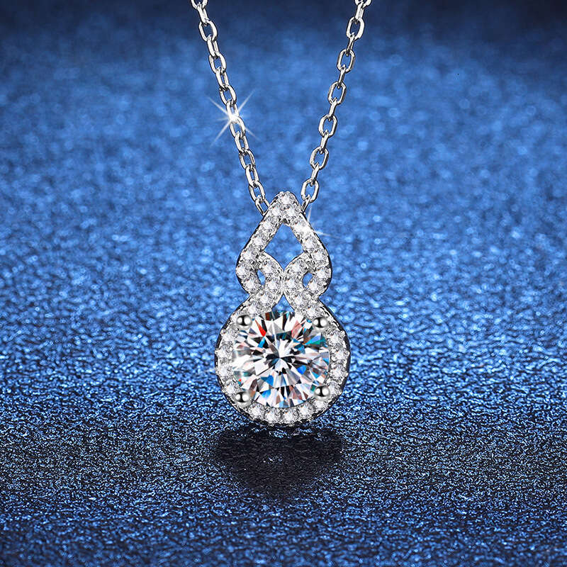 Pure S925ier Gourd Pendant TikTok 1 caratS925 MoiS925S925anite Necklace 7fe