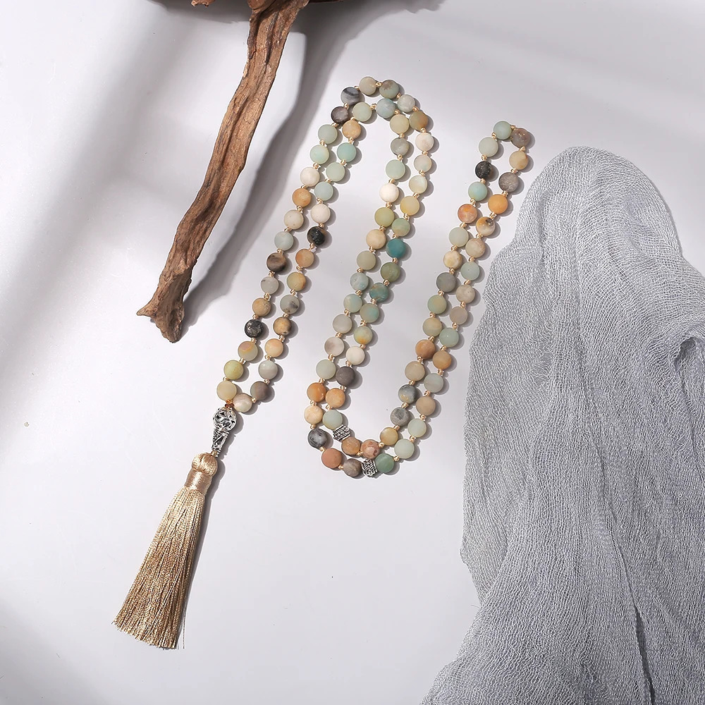 Tasbih Prayer 99 Prayer Beads Islamic Rosary 8mm ite Knotted Necklace Bracelet Muslim Jewelry 250628