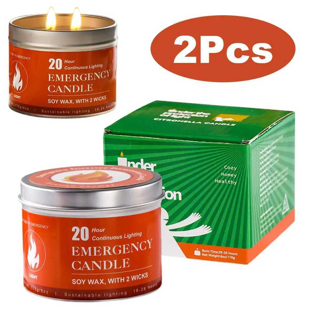 2PCS Double Core Iron Can Emergency Candle Natural Soy Wax Aromatherapy Candle Birthday Party Home Decoration Candle W250704