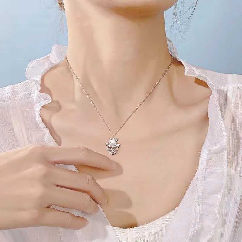 Sanrio Hello Kitty 925 Silver Necklace Cartoon Personality Exquisite Anti-Allergic Pendant Jewelry Ladies Holiday Gift w250716
