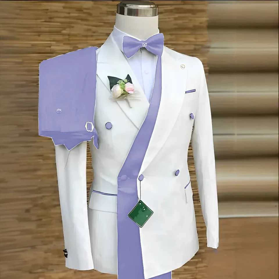 Bespoke Custom White Black Wedding Suit for Men New Design Slim Fit Groom Best Man Wedding Tuxedo Formal Prom Wear 2 Pieces Set X250704