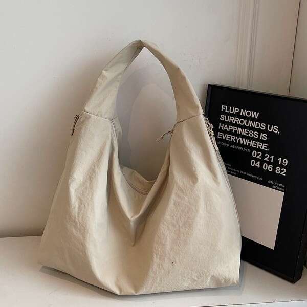 2025 New Korean Style Nylon Tote Women's Canvas Underarm Single Shoulder Versatile Large Capacity Casual Shopping Bag