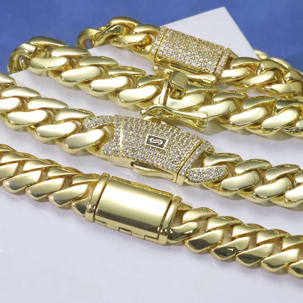 6/8/10/12mm Cuban Link Chain Necklace 14K Gold Plated Brass Hip Hop Jewelry Customizable Men Women Gift