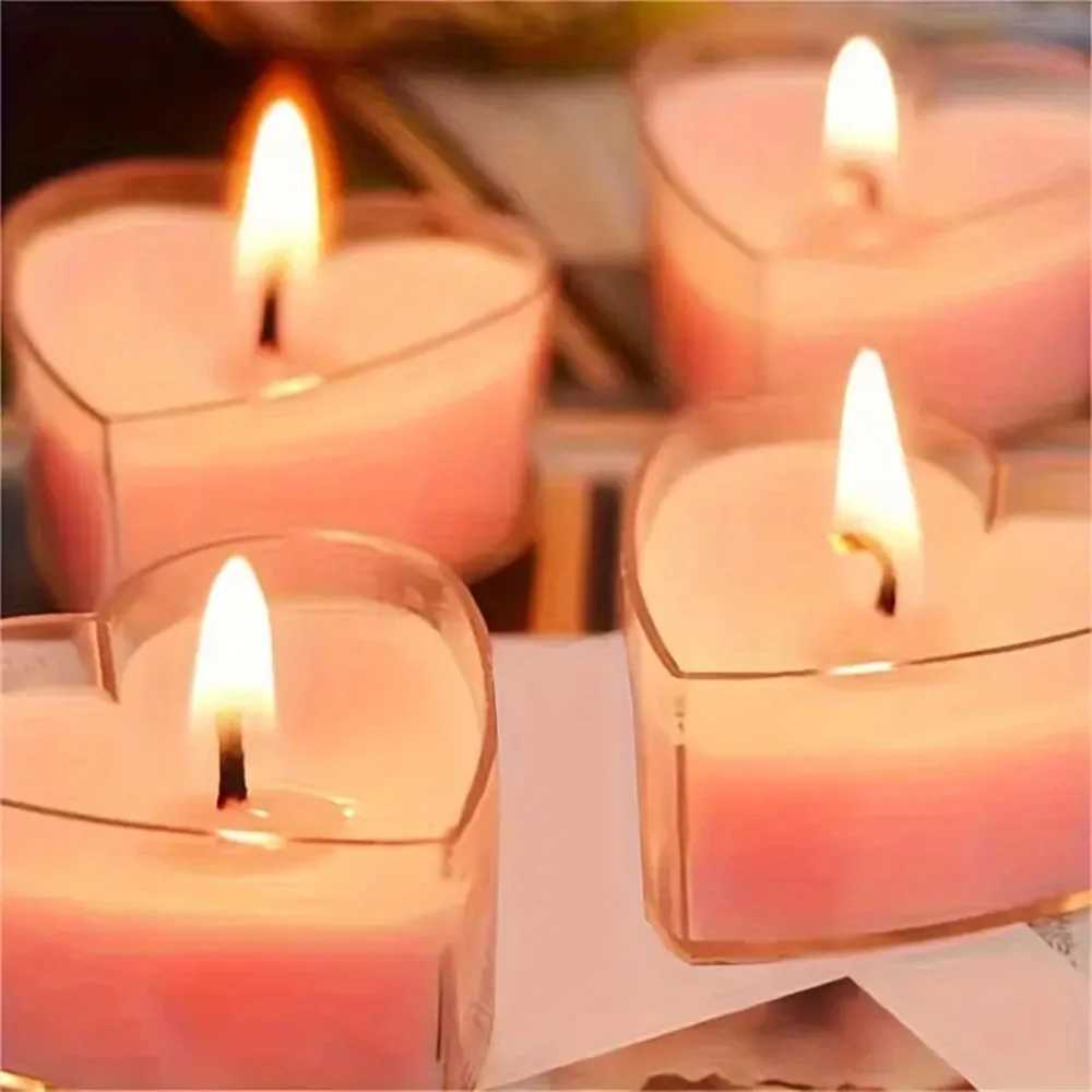 9pcs Heart-Shaped Scented Tea Candles Set Wedding Supplies Romantic Decor Creative Love Candle Marriage Proposals Birthday Gift W250704