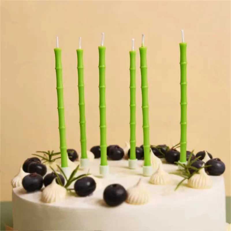 6pcs Green Birthday Candle Child Halloween Sparkles Funny Candle Funny Girl Cake Decoration Party Supplies Wedding Candles W250704